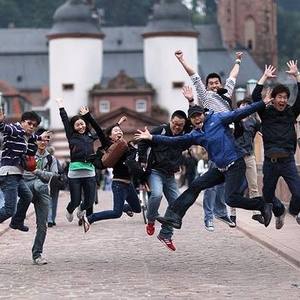 Joyful Jump in Heidelberg, Germany